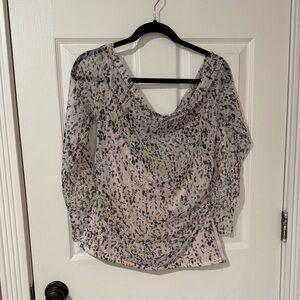 Abercrombie & Fitch Sheer Neutral-Spotted Long Sleeve Top